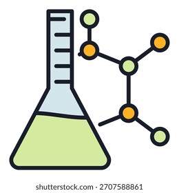 Frasco con concepto de Ciencia de Vector de fórmula química icono de color o símbolo