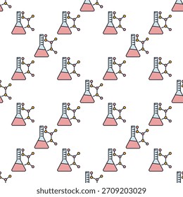 Frasco con concepto de Ciencia de Vector de fórmula química patrón transparente de color