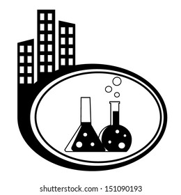 Flask with chemical reagent - city icon isolated