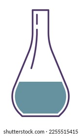 Flask with chemical substance, isolated icon of beaker with liquid for experiments and making discoveries. Scientific research, school and university supplies for lessons. Vector in flat style - Shutterstock ID 2255515415