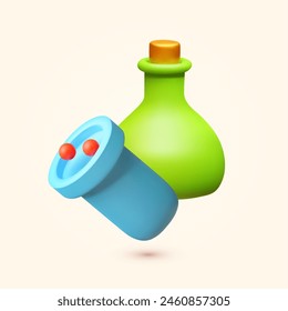 Flask of chemistry, chemical tubes icon. Natural Sciences