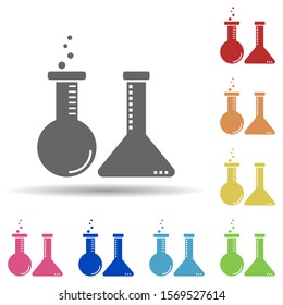 Flask, chemistry, experiments in multi color style icon. Simple glyph, flat vector of business icons for ui and ux, website or mobile application