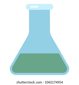 Flask chemistry icon, flat style