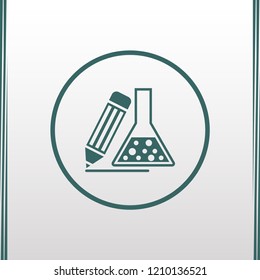 Flask chemistry tools and pencil