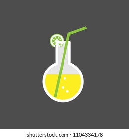 Flask With Cocktail. Biotechnology Startup Logo Template. Science Lab Logotype Logo. Food Technology Emblem. Vector
