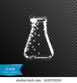 flask from connecting dot and line. light effect. vector illustration, isolated on transparent background