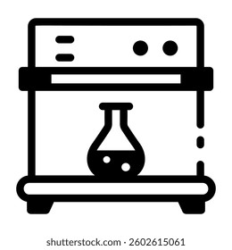 A flask container in a lab oven, line style icon 
