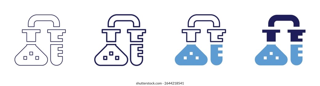 Flask context icon in 4 different styles. Thin Line, Line, Bold Line, Duotone. Duotone style. Editable stroke.