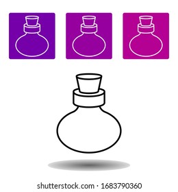 flask with cork icon . Simple line vector of Magic purple color set for UI and UX, website or mobile application