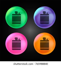Flask crystal ball design icon in green - blue - pink and orange.
