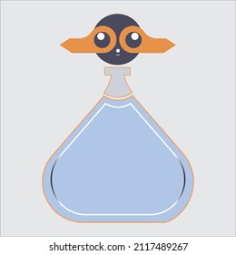 Flask cute logo vector template illustration design.Laboratory jar with cute concept