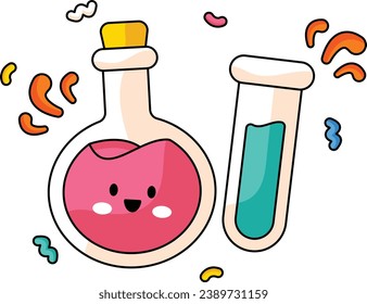 flask cute sticker icon design 