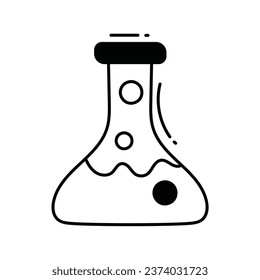 Flask doodle Icon Design illustration. Science and Technology Symbol on White background EPS 10 File