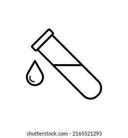 Flask with a drop falling down. Can be used as an icon.