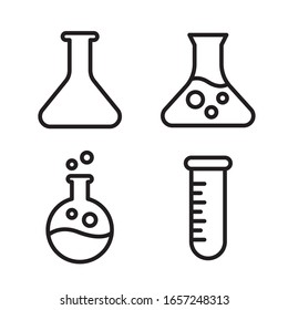 Flask erlenmeyer icon set. Vector graphic illustration. Suitable for website design, logo, app, template, and ui. EPS 10.