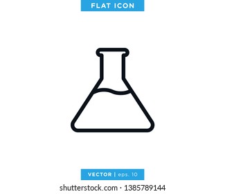 Flask Erlenmeyer Icon Vector Design Template. Lab Equipment Sign.