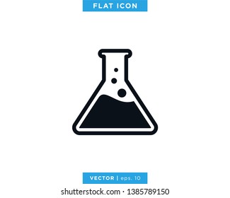 Flask Erlenmeyer Icon Vector Design Template. Lab Equipment Sign.