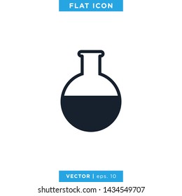 Flask Erlenmeyer Icon Vector Design Template. Lab Equipment Sign.