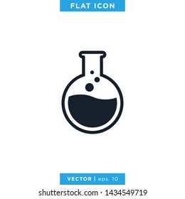 Flask Erlenmeyer Icon Vector Design Template. Lab Equipment Sign.