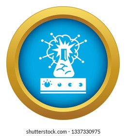 Flask explosion icon blue vector isolated on white background for any design