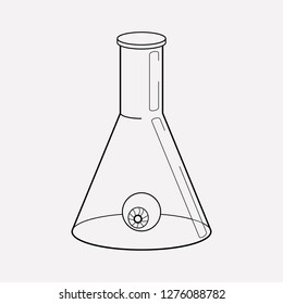 Flask with eyeball icon line element. Vector illustration of flask with eyeball icon line isolated on clean background for your web mobile app logo design.