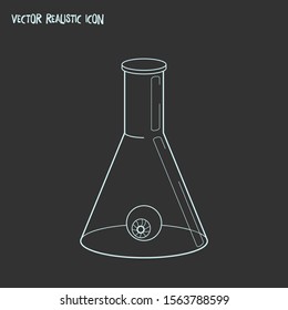 Flask with eyeball icon line element. Vector illustration of flask with eyeball icon line isolated on clean background for your web mobile app logo design.