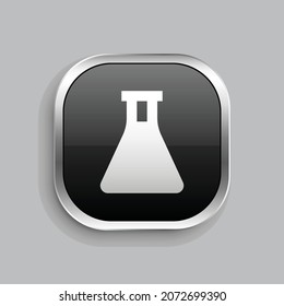 flask fill icon design. Glossy Button style rounded rectangle isolated on gray background. Vector illustration