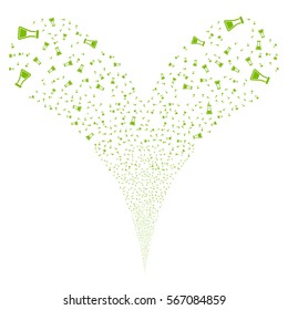 Flask fireworks stream. Vector illustration style is flat eco green iconic symbols on a white background. Object double fountain created from random pictograms.
