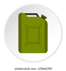 Flask for gasoline icon in flat circle isolated vector illustration for web
