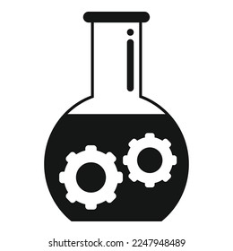 Flask gear control icon simple vector. Business center. Data system