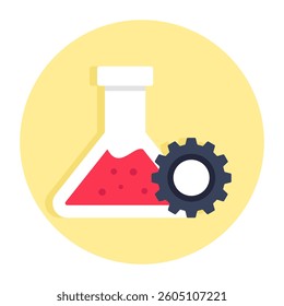 Flask with gear, icon of lab management
