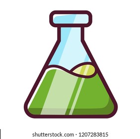 flask with green liquid. vector illustration
