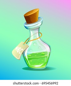 Flask of green poison icon. Vector flat cartoon illustration