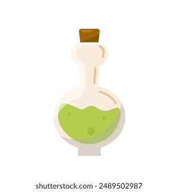 Flask with Green Potion as Halloween Trick or Treat Night Party Element Vector Illustration