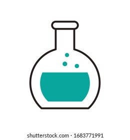 Flask half line half color style icon design, Chemistry science laboratory research technology biology equipment and test theme Vector illustration