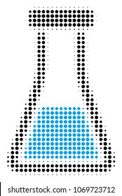 Flask halftone vector icon. Illustration style is dotted iconic Flask icon symbol on a white background. Halftone matrix is circle blots.