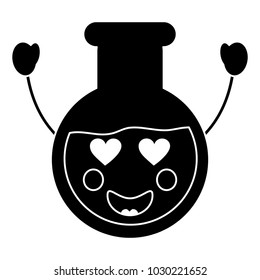 flask heart eyes laboratory kawaii icon image 