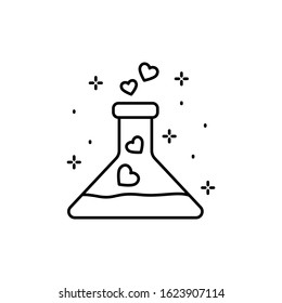 Flask, heart icon. Simple line, outline vector of love icons for ui and ux, website or mobile application