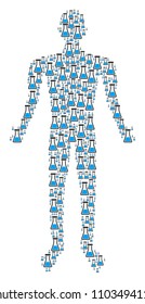 Flask human figure. Vector flask icons are united into man composition.