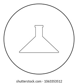 Flask  icon black color in circle or round vector illustration
