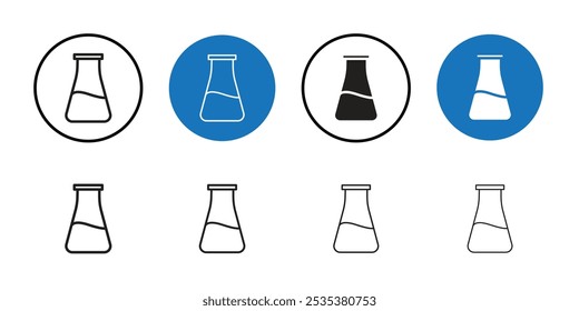 Flask icon Black line art vector logo set