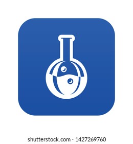 Flask icon blue vector isolated on white background