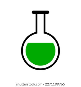 Flask icon with chemical liquid. Vector.