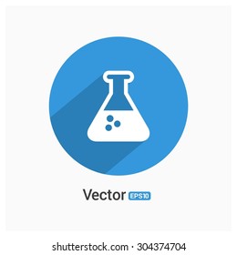 Flask icon. Circle concept Shadow web buttons. vector illustration. Flat design style