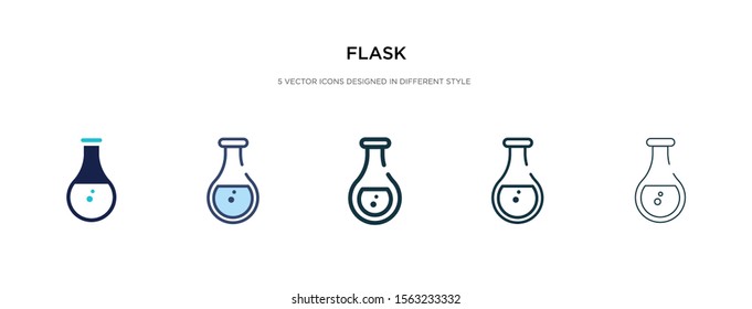 flask icon in different style vector illustration. two colored and black flask vector icons designed in filled, outline, line and stroke style can be used for web, mobile, ui