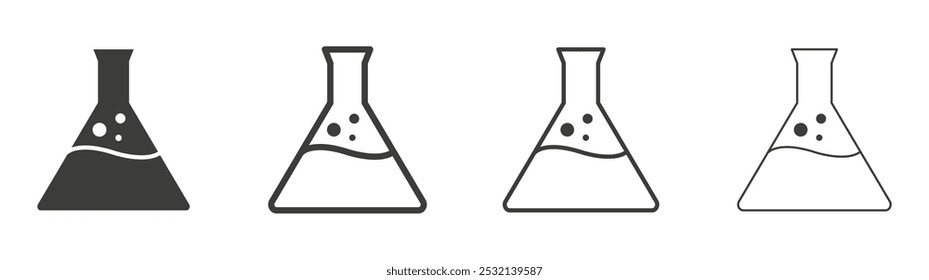 Flask icon in fill and three stroke sizes