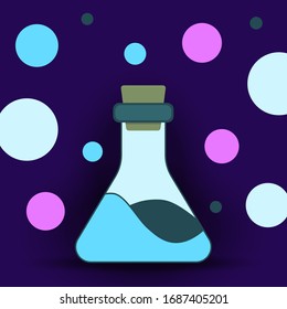 flask icon flat color for using in chemical, liquid, alcohol, science, lab, pharmacy, medical theme in square dimension
