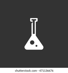 Flask icon in flat style isolated on black background. Chemical logo silhouette. Abstract sign, symbol, pictogram. Vector illustration