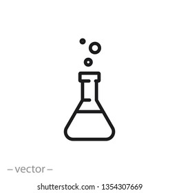 flask icon, lab, beaker chemistry line sign on white background - editable stroke vector illustration eps10