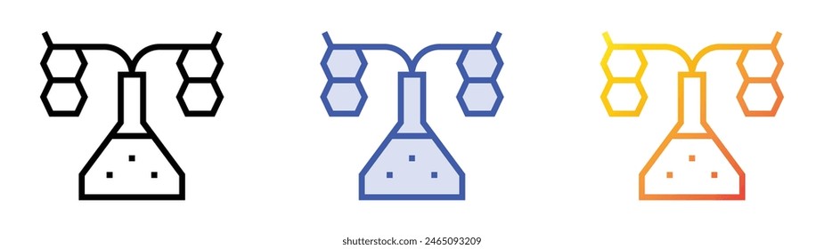 flask icon. Linear, Blue Fill and Gradient Style Design Isolated On White Background